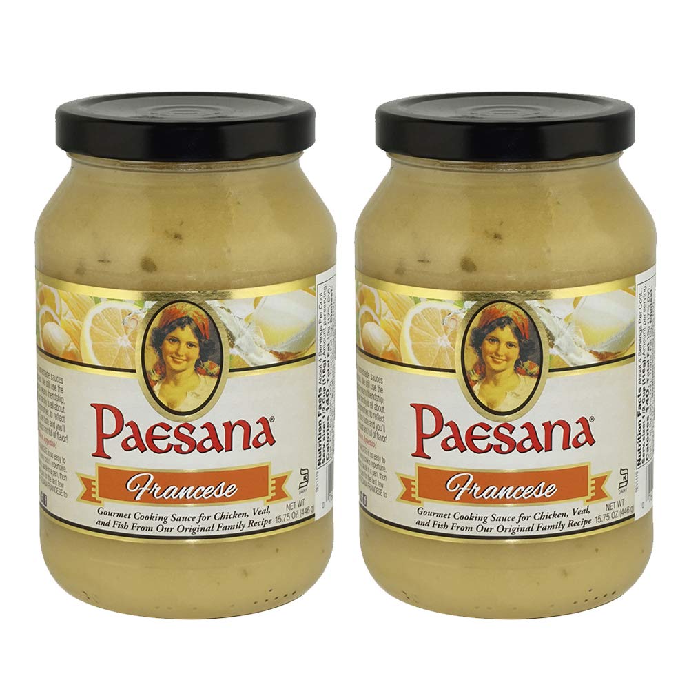 Paesana Francese Gourmet Cooking Sauce - Simmer Sauce Made With White Beverage-Inspired - Great With Chicken Or Veal Fish. Kosher Dairy. 15.75 Oz. Jar - Packed In Usa (2 Pack)