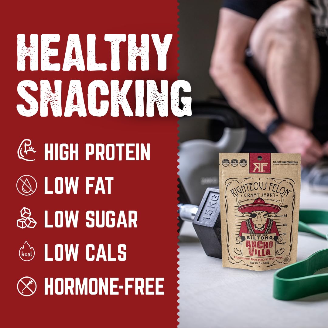 RIGHTEOUS FELON Biltong Beef Jerky | High Protein, Keto-Friendly | 3 Pack, 2 Ounce