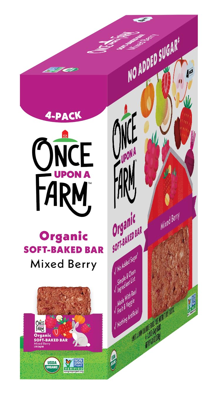 Once Upon a Farm | Organic Mixed Berry Soft Baked Bar | Strawberry, Raspberry, Beet & Oats | Made with Real Fruit & Veggies | No