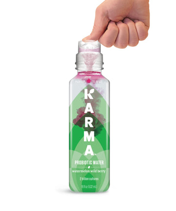 Karma Wellness Flavored Probiotic Water, Watermelon Wild Berry, Immunity and Digestive Health Support, Low Calorie, 2 Billion Ac