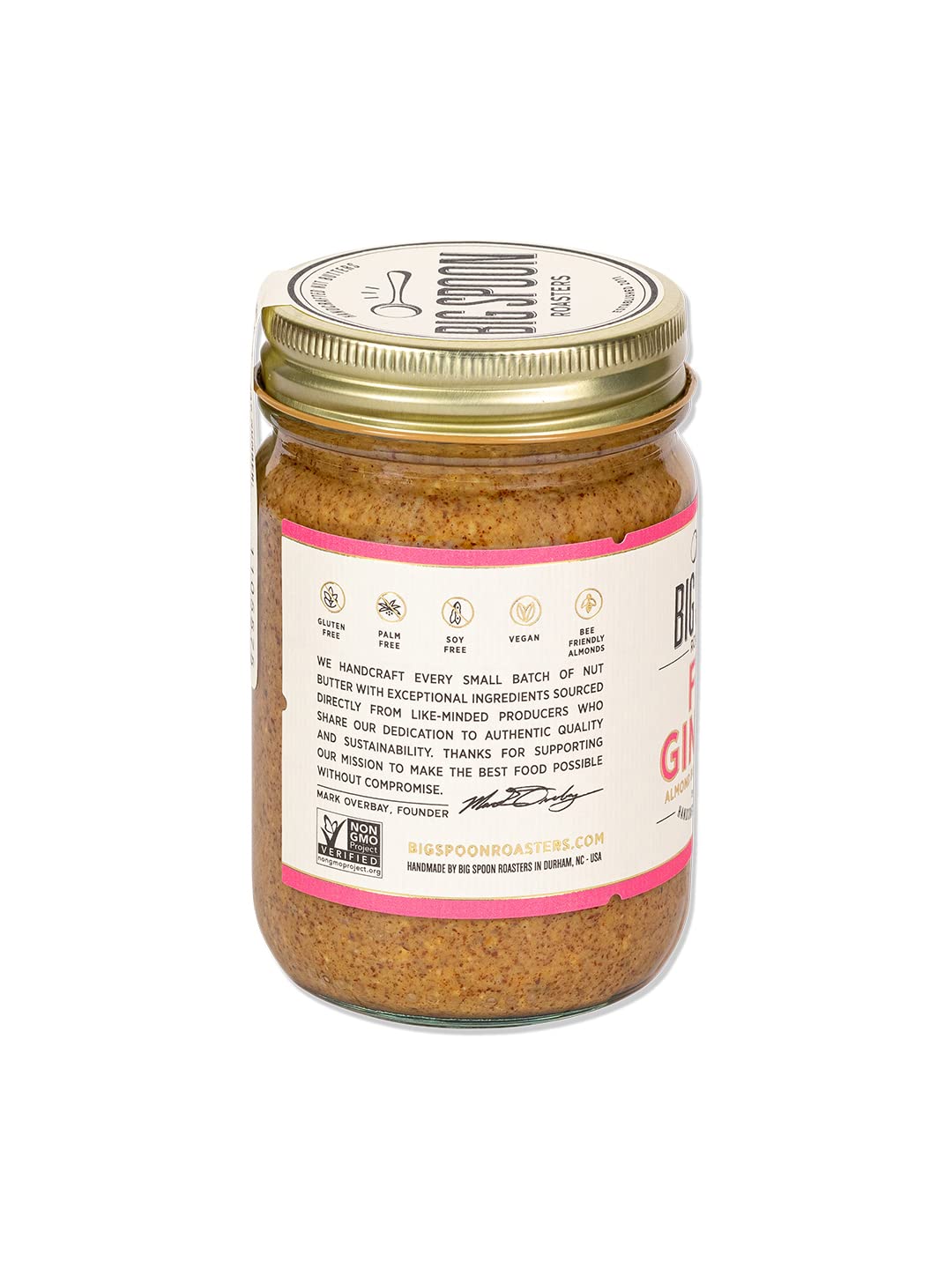 Big Spoon Roasters Fiji Ginger Almond Butter W/Sea Salt - Keto Friendly, Low Sugar Almond Butter - Crunchy Almond Butter With Be