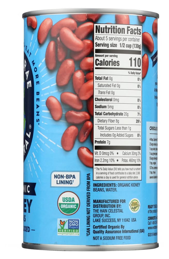 Westbrae Natural Organic Kidney Beans, No Salt Added, 25 Oz (Pack Of 12)
