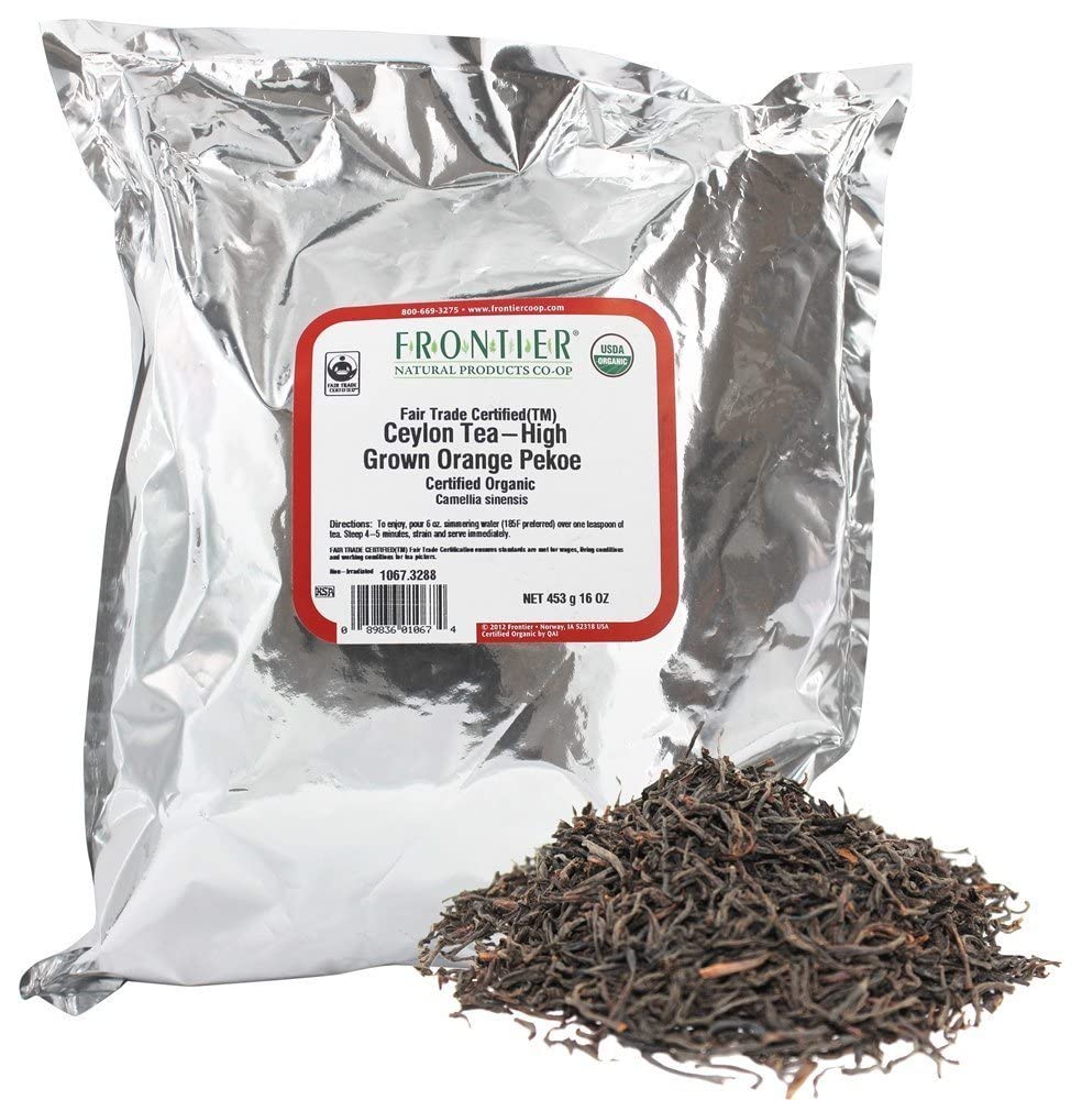 Frontier Co-Op Organic Ceylon Black Tea, 1-Pound Bulk, High-Grown Orange Pekoe, Medium-Strong Tea Body, Kosher, Fair Trade