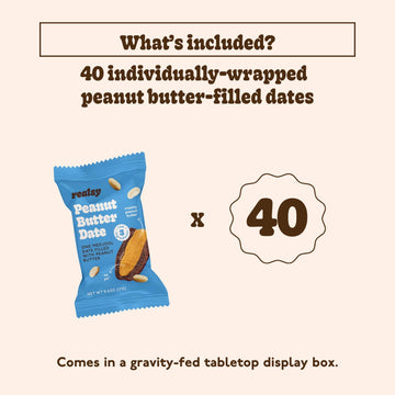 Realsy Medjool Dates - Organic, Gluten-Free, Vegan Snack, No Sugar Added, Peanut Butter Flavor, Single Wrapped (40 ct)