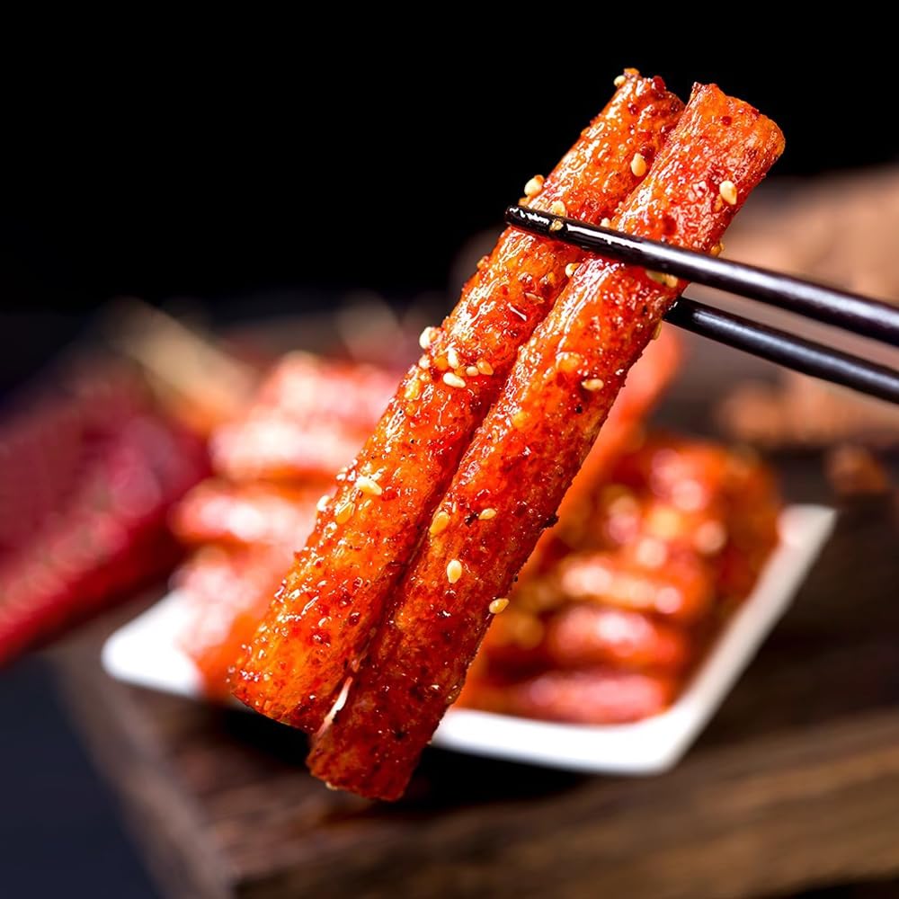 Fraunitsh Latiao Spicy Strips, Gluten-Free Chinese Snack, 3.6oz per Pack, Pack of 2