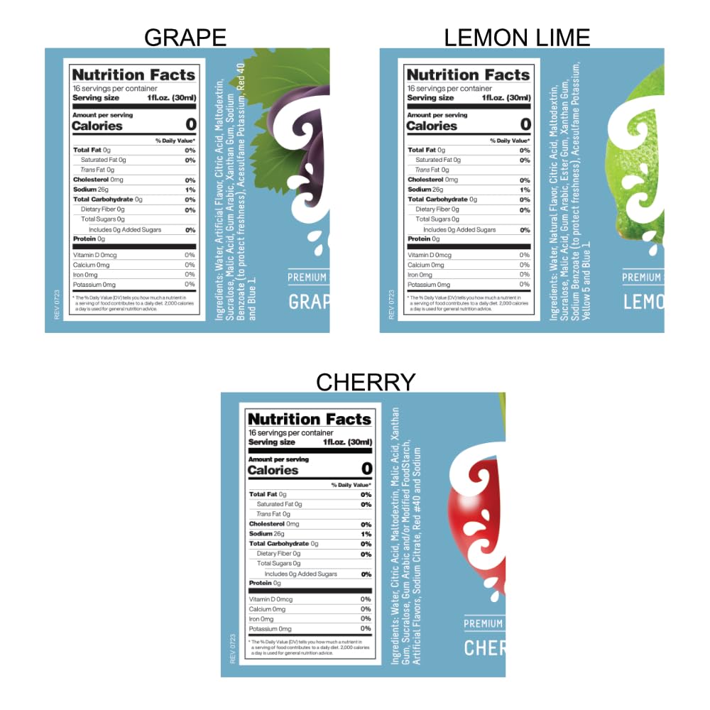 3-Pack Sugar Free Cherry, Grape, Watermelon Syrup For Snow Cones, Homemade Sodas, Cocktails, Coffee, Baking And More - Time For