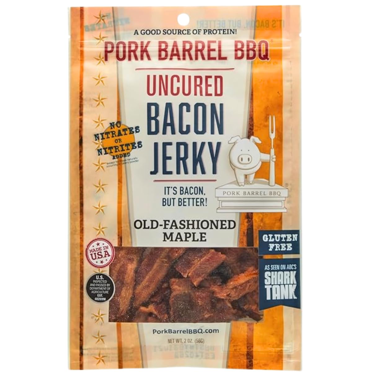 Pork Barrel Bbq Old-Fashioned Maple Bacon Jerky - Unsupports Wellnessd Snacks Sweet Maple And Brown Sugar With Smoky Slow Cooked Bacon Nitrate And Nitrite Free Gluten Free Protein Snack 2 Oz