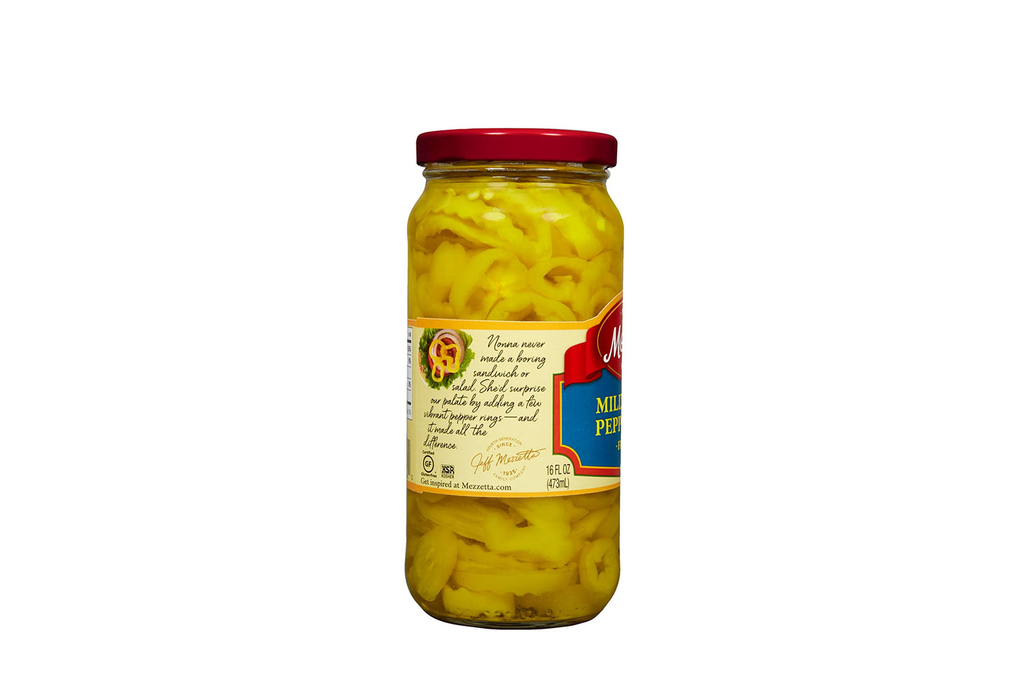Mezzetta Mild Banana Pepper Rings | Gluten Free, Keto, Kosher | 16 Fluid Ounce Jar (Pack of 2)