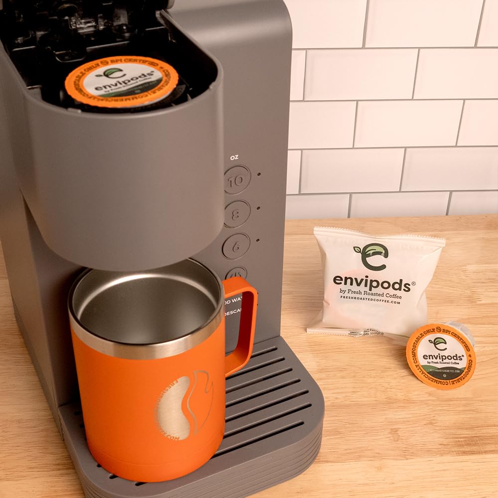Fresh Roasted Coffee Organic Sumatra Decaf Envipods, Fair Trade, Medium Roast, 36 Count, Compatible with K Cup malt-inspired