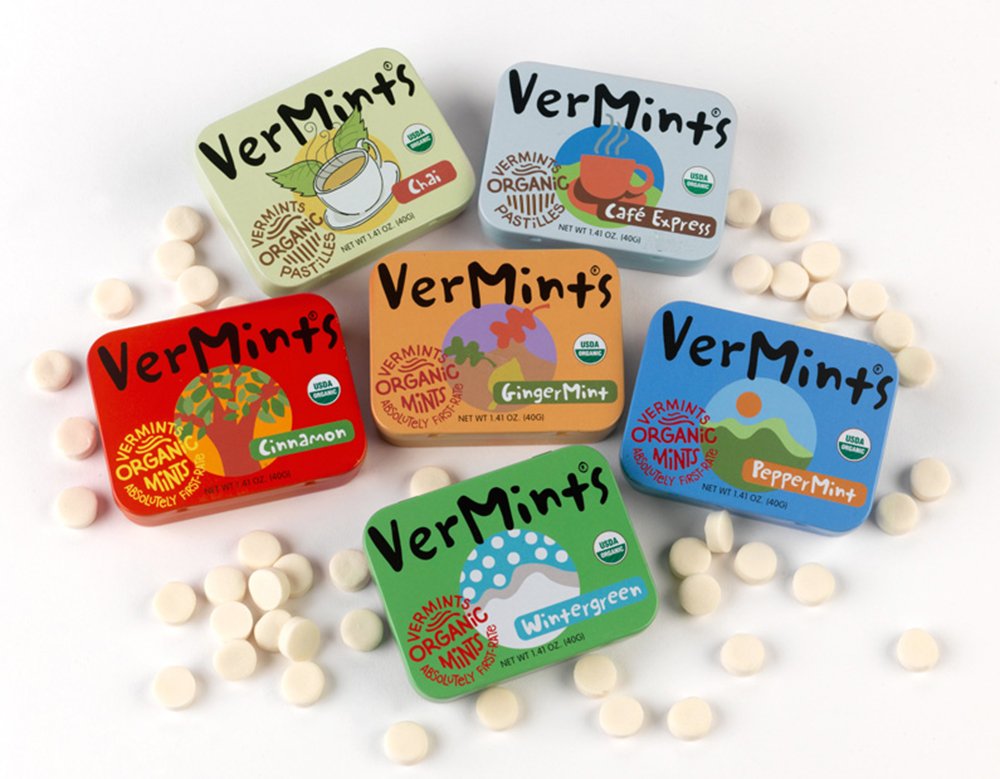 Organic Breath Mints By Vermints, Cinnamon Flavor, All Natural Pastilles, Non-Gmo, Nut Free, Gluten Free, Vegan, Ksa Kosher, Pac