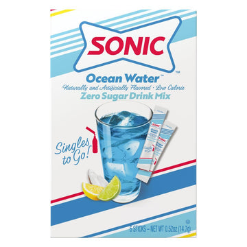 Singles To Go! Sonic Ocean Water Drink Mix, 6 Boxes, 36 Sticks, Zero Sugar, Low Calorie, 36 Total Servings