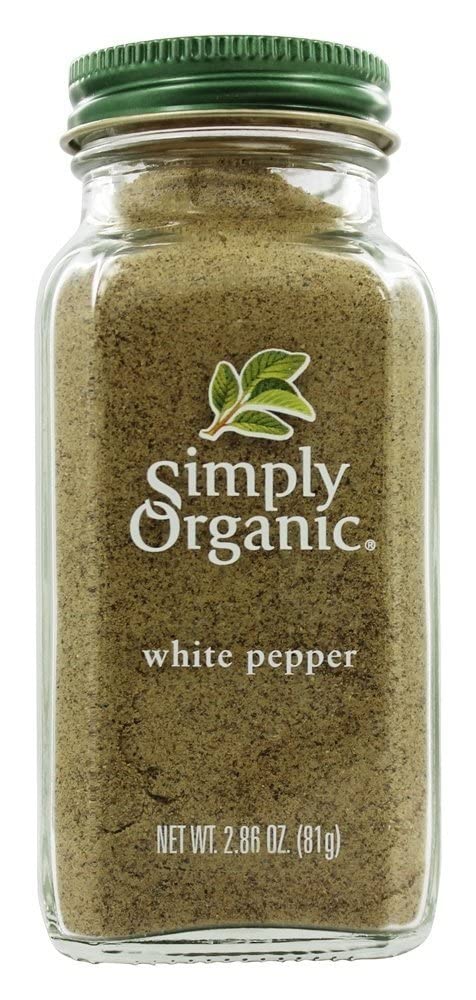 Simply Organic White Pepper, 2.86-Ounce Jar, Lightly Flavor Sauces, Fish, Chicken & Potato Dishes, Milder Earthy Flavor