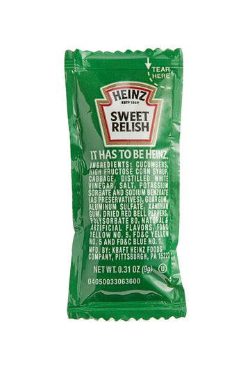 Sweet Relish Kosher Condiment Single Serve Portion Control Packets, 25