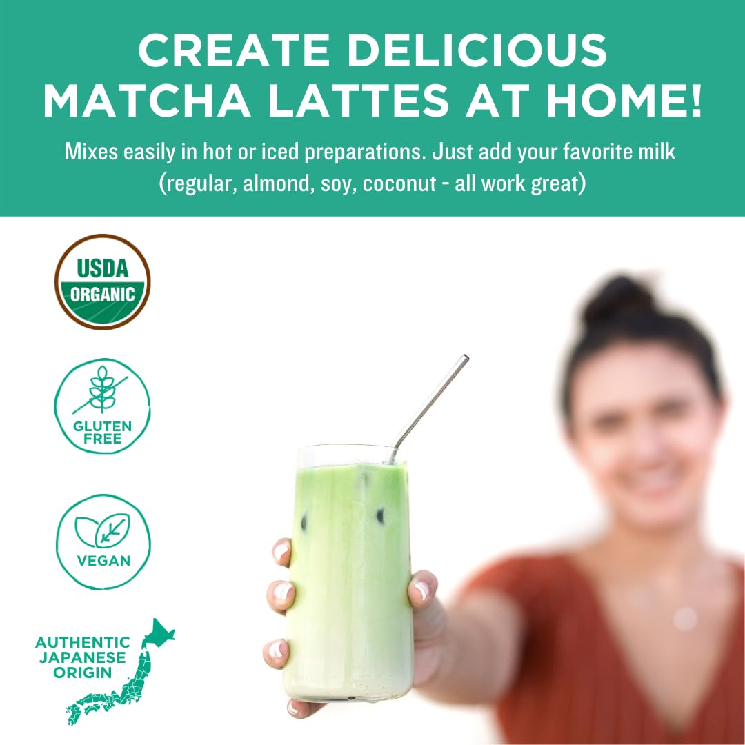 Jade Leaf Matcha Organic Cafe Style Sweetened Matcha Latte Green Tea Powder, Premium Barista Crafted Mix - Authentically Japanes