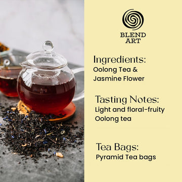 Jasmine Oolong Tea Bags, 50 Count Plant Based Gluten Free High Mountain Oolong Tea - Unsweetened Tea | Light & Floral | Hot Brew