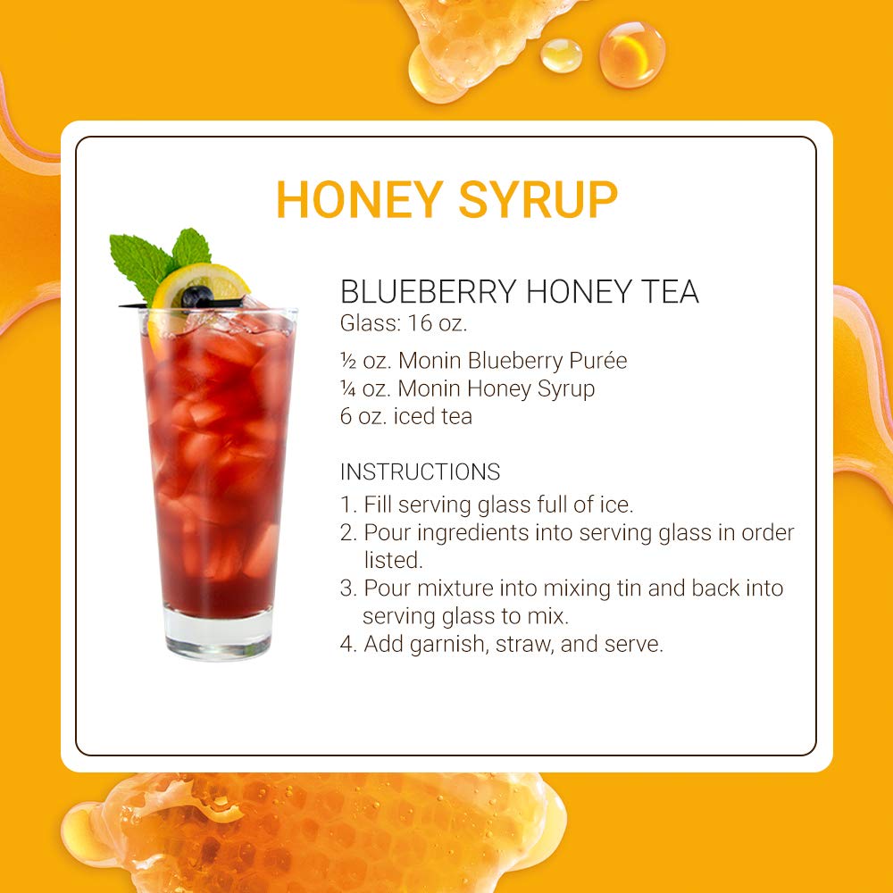 Monin - Honey Syrup, Smooth Sweet Honey Flavor, Great For Teas, Lemonades, Cocktails, & Coffee, Gluten-Free, Non-Gmo (1 Liter)