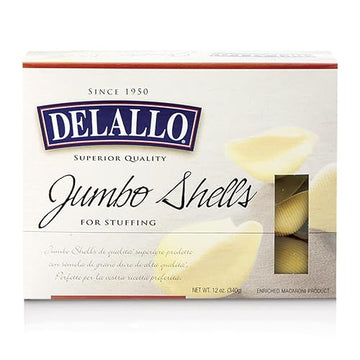 Delallo Jumbo Shells, Large Pasta Noodles For Stuffing, 12 Ounce Box
