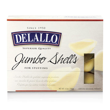 Delallo Jumbo Shells, Large Pasta Noodles For Stuffing, 12 Ounce Box
