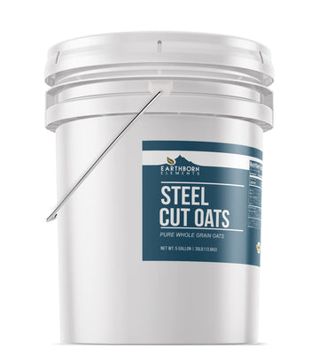 Earthborn Elements Steel Cut Oats 5 Gallon, Also Called Irish Oatmeal, Breakfast, Resealable Bucket