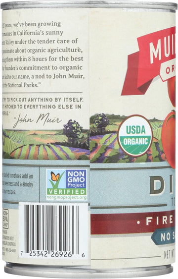 Muir Glen Organic Diced Fire Roasted Tomato No Salt 14.5 Ounce (Pack of 12)