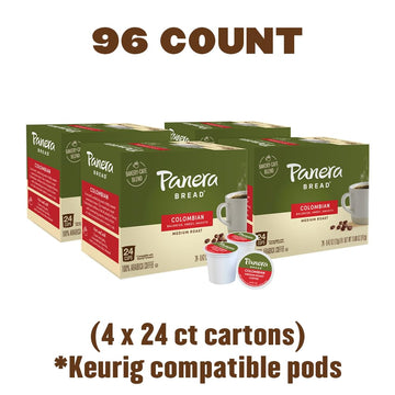 Panera Bread Colombian Medium Roast Coffee, Single Serve 96 Count Pods (4 Packs Of 24)
