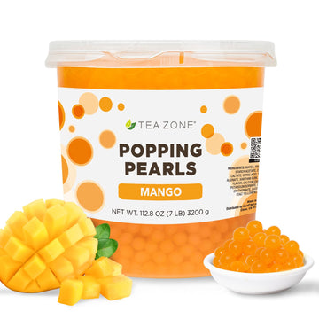 Tea Zone B2051 Mango Popping Pearls For Boba Tea Beverages, Sweets, Ice Cream Topping (7 Lbs)