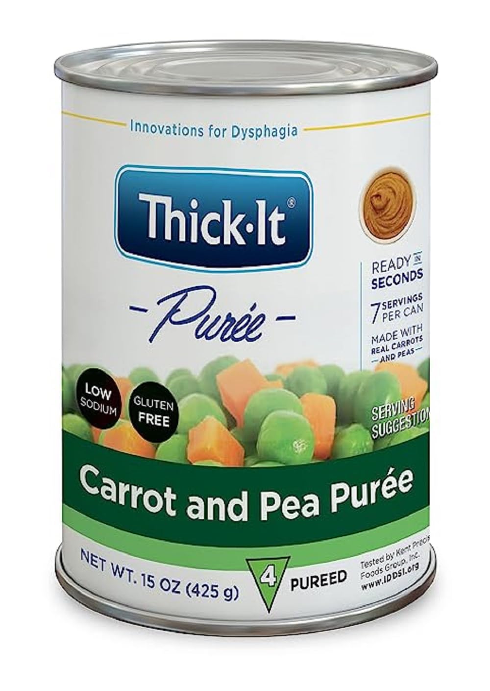 Thick-It Pureed Carrots & Peas (IDDSI) Made with Real Vegetables Savory Flavor Digestible Swallowing Aid Simple-to-Use 15 oz Can (12 Pack)