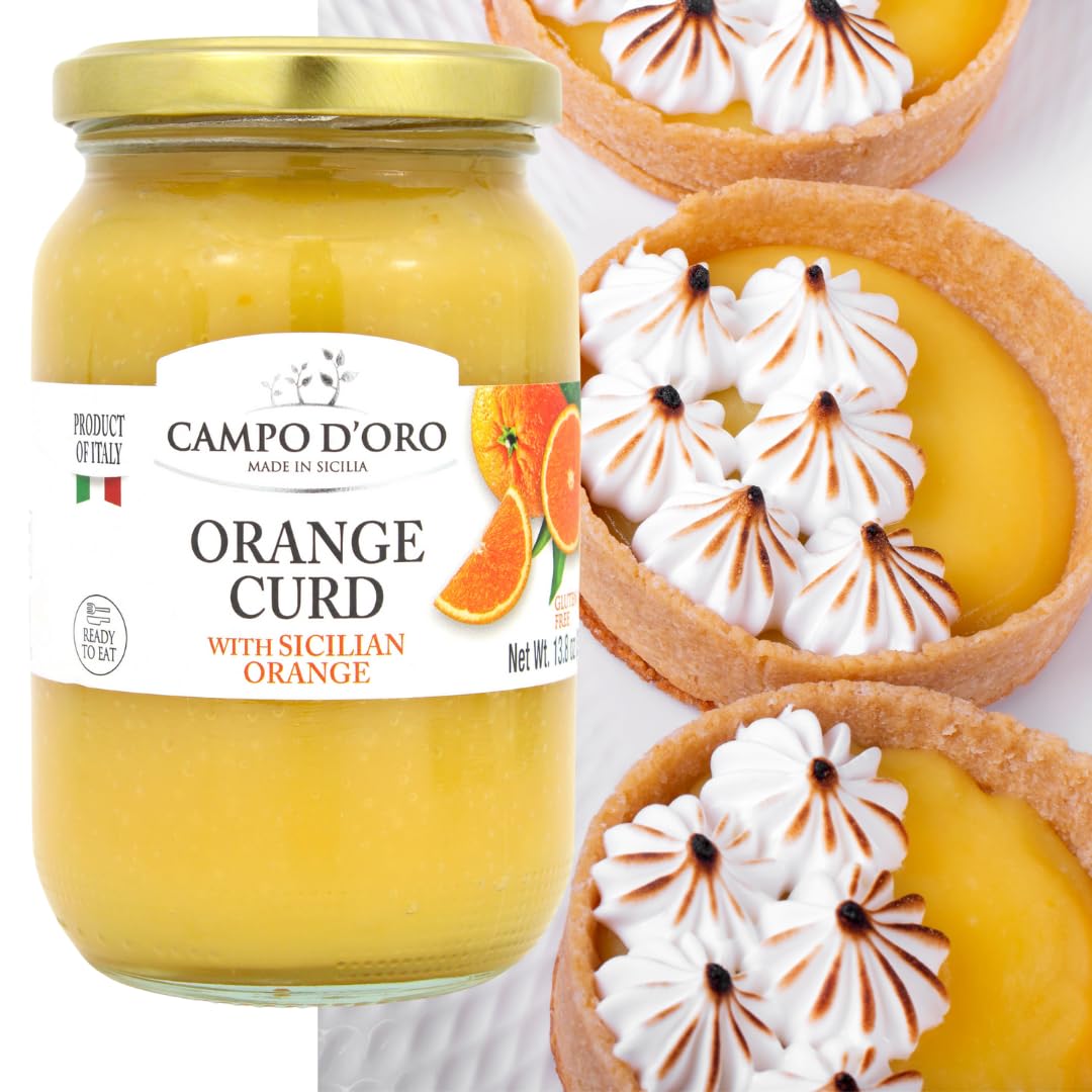 Orange Curd, 13.8 Oz (390 G), Sicilian Orange Custard Cream Made With Fresh Orange Juice, Eggs And Butter. Product Of Italy, 100