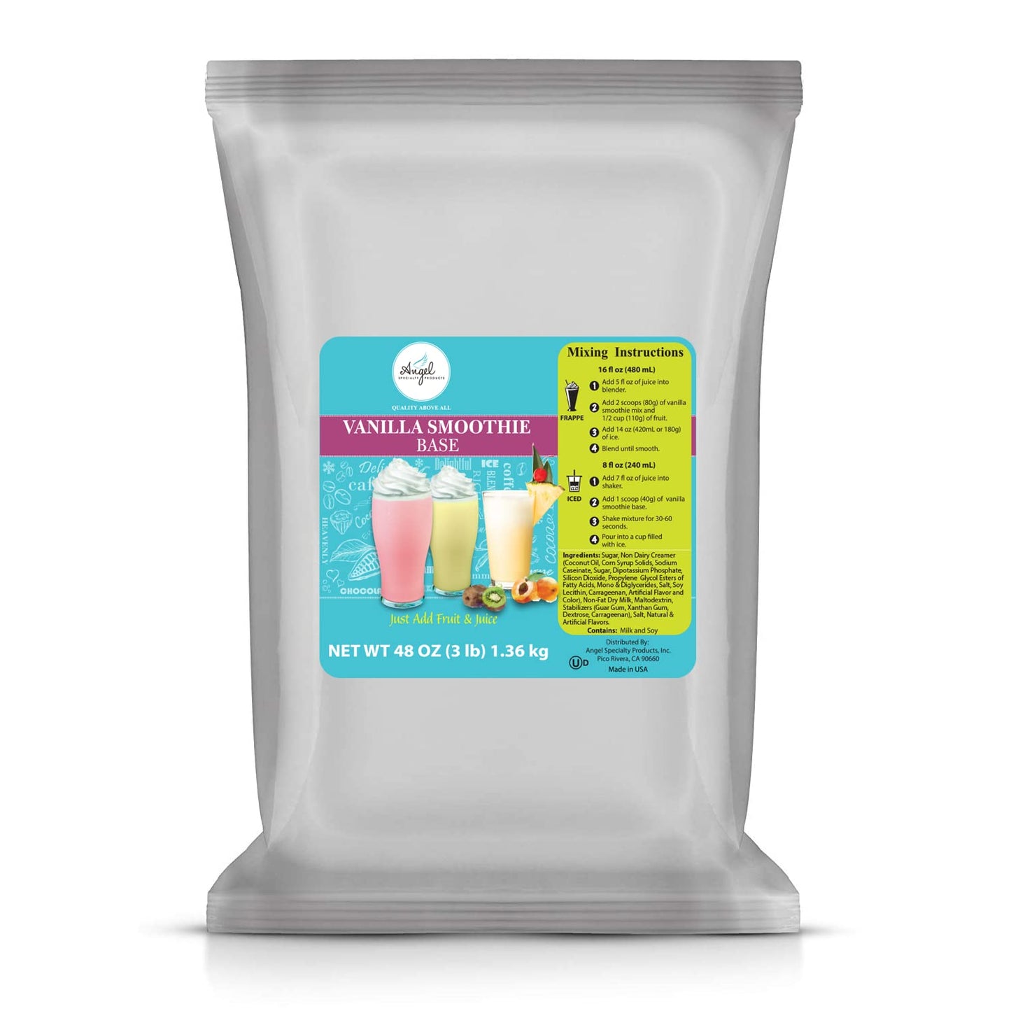 ANGEL SPECIALTY PRODUCTS Vanilla Smoothie Base, 48 Ounce (3LB), White