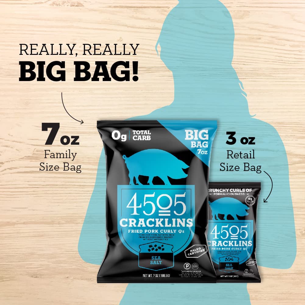 4505 Meats Sea Salt Pork Cracklins, 3 Ounce