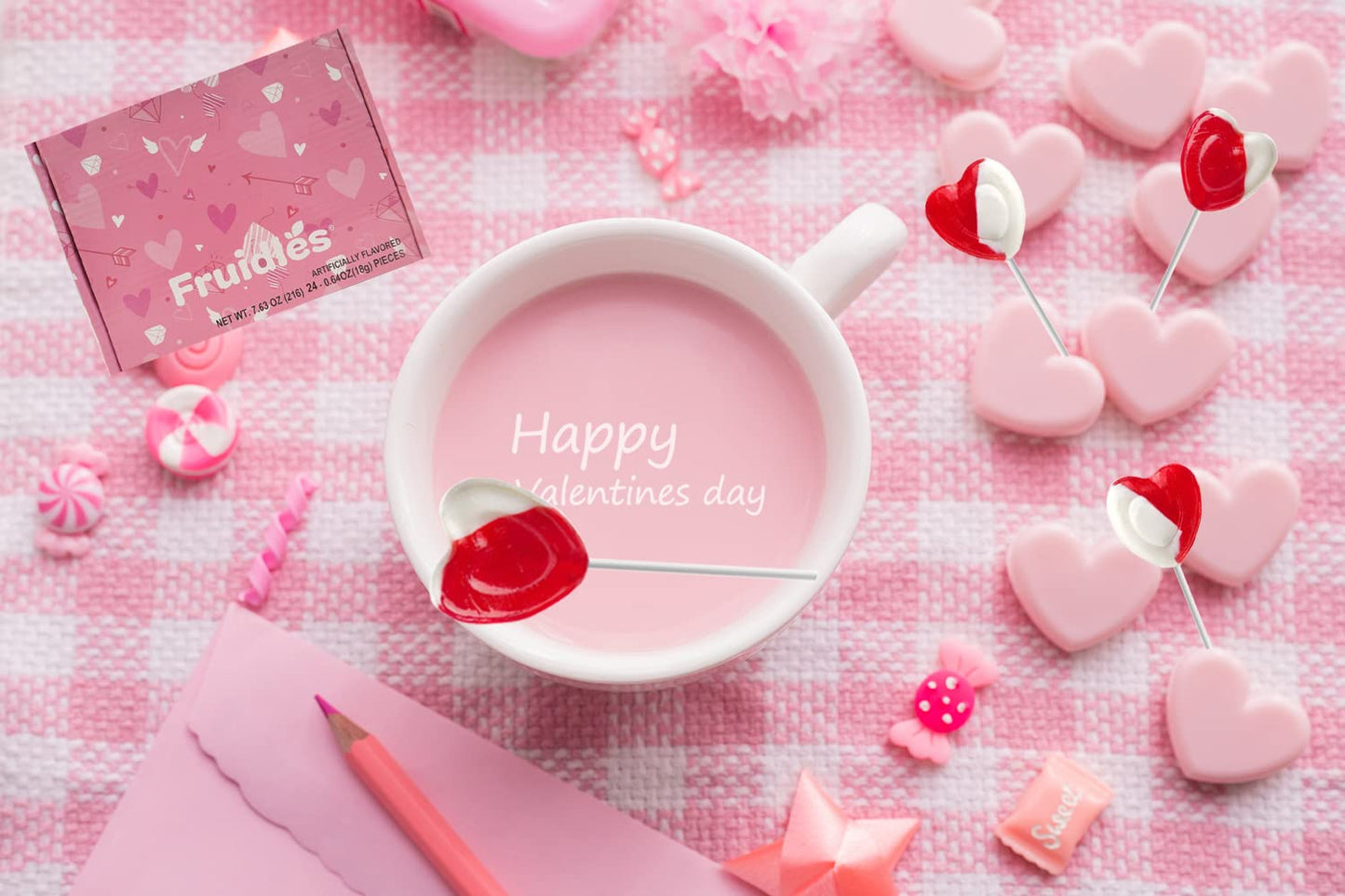 The Dreidel Company Valentines Day Lollipops Red Heart Shaped Strawberry N' Cream Flavored, Individually Wrapped (1 Pound) 24 Pack