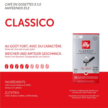 Illy E.S.E. Coffee - Single-Serve Coffee Pods - Classico Medium Roast - Notes Of Chocolate & Caramel - For E.S.E Coffee Machines