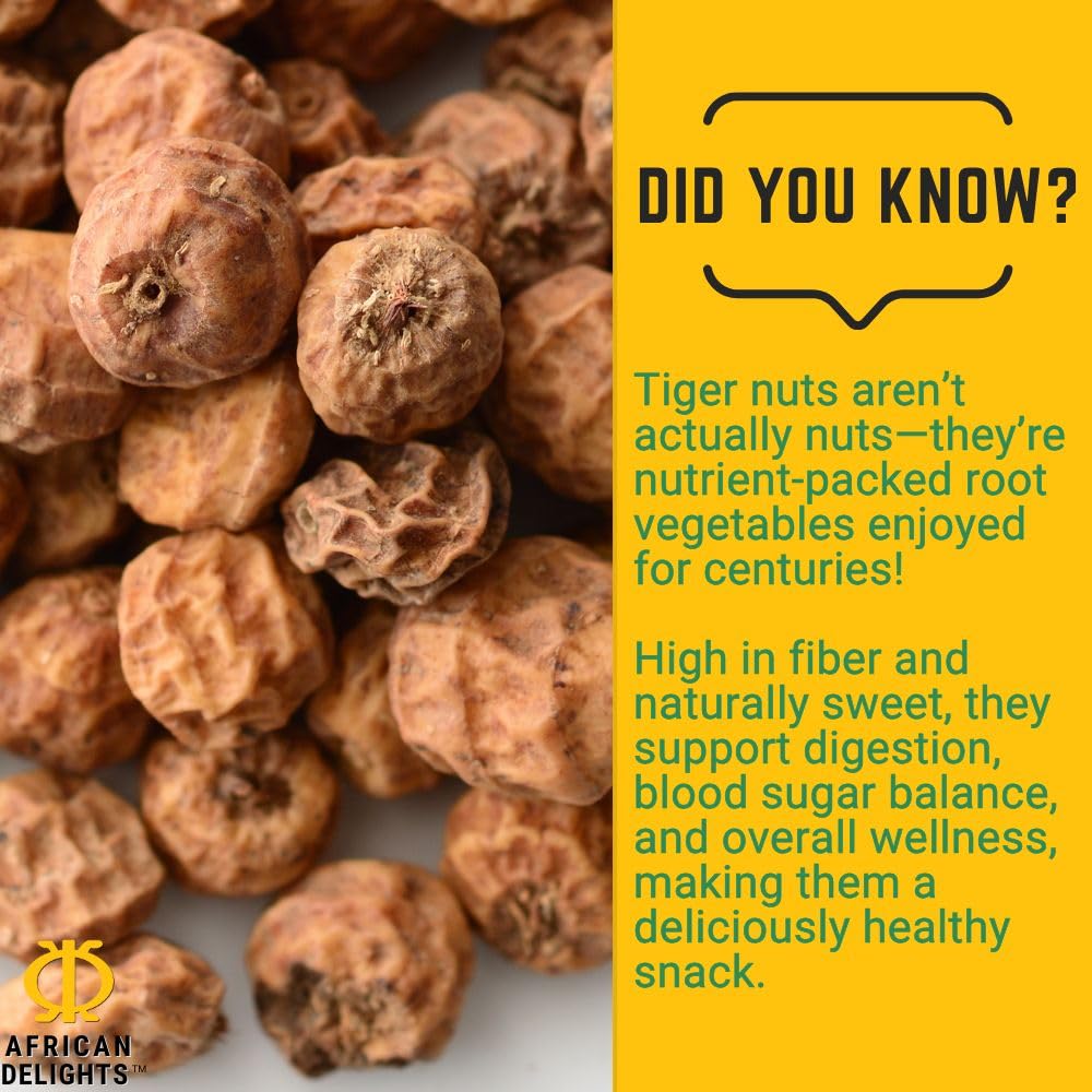 African Delights Organic Tiger Nuts Snack | Healthy Snacks | Gluten-Free, Vegan-Friendly | Fresh Tigernut Snack | Protein-Rich S