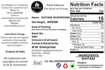 Food Library Dried Shiitake Mushrooms (400 G)
