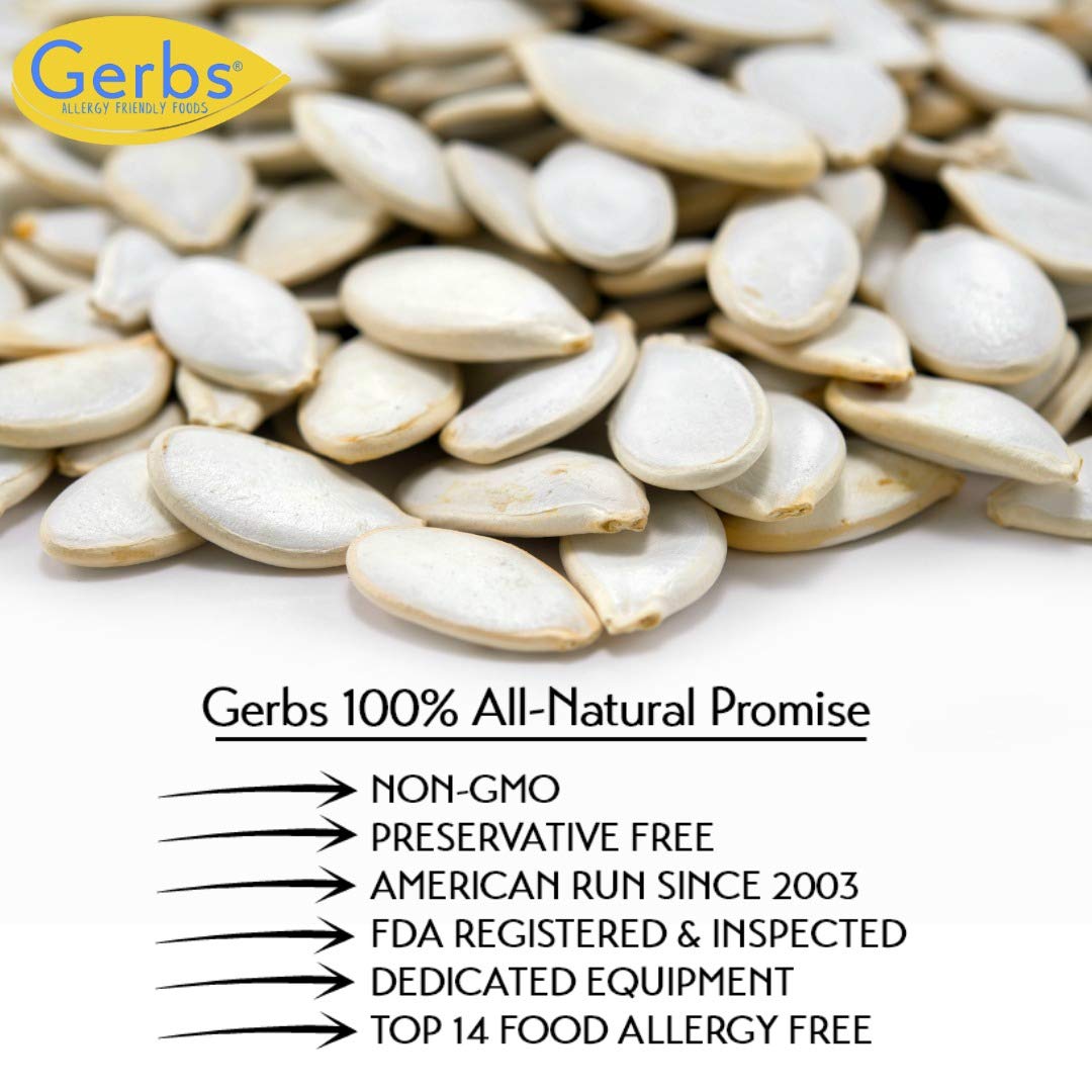 GERBS Raw Whole Pumpkin Seed 2 LBS, Top 14 Allergy Free, Healthy protein packed Superfood Snack, Non GMO, Grown USA & Packaged o