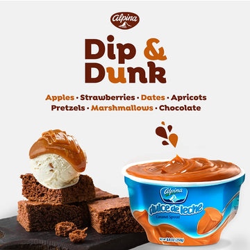 Arequipe Alpina Dulce De Leche (2 Pack). Milk Caramel Sauce Dip For Apples And Desserts - Creamy Consistency As Cajeta - Great For Alfajores, Obleas And Breakfast - 2 Pack X 17,5 Oz Each.
