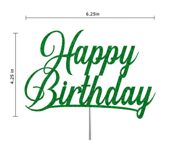 RokAPary Happy Birthday Glitter Cake Topper, Acrylic Decoration, Green