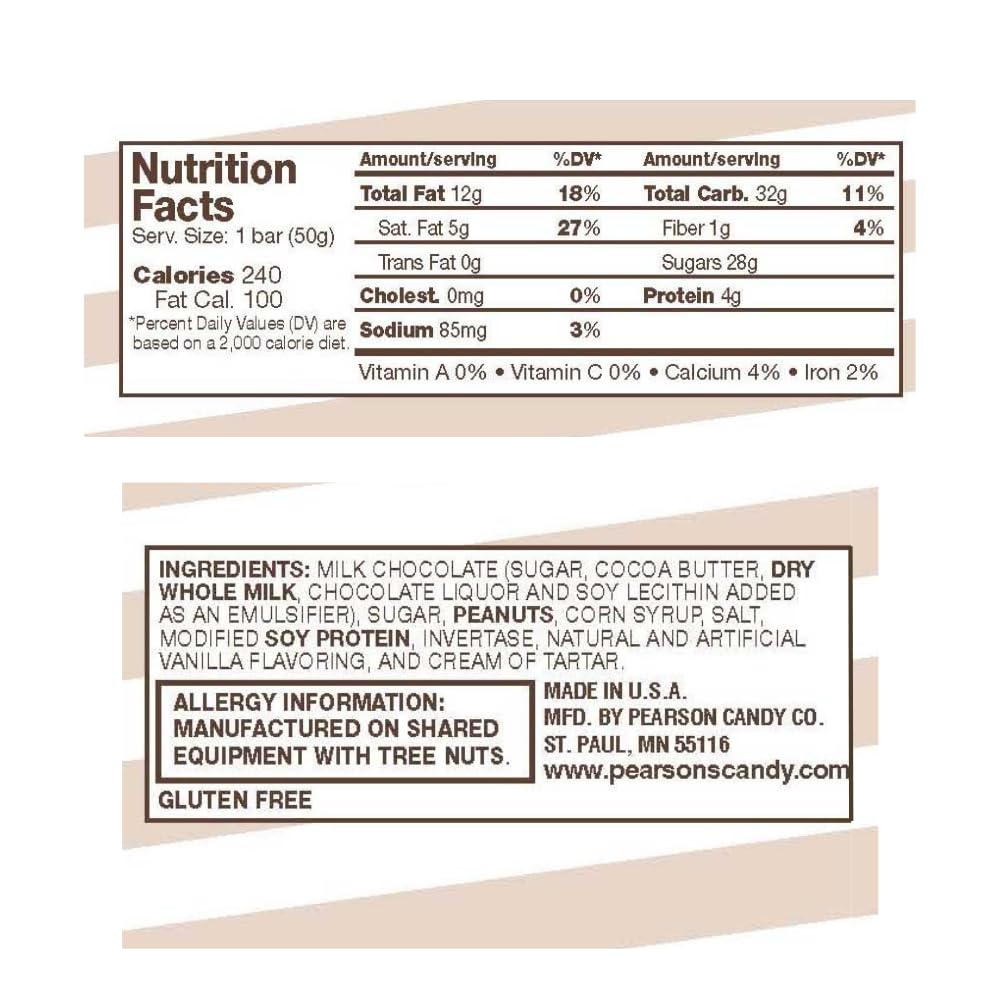 Pearsuns Vanilla Bun Bars, Individually Wrapped Real Milk Chocolate, 4.05 oz per bar, 6 Pack