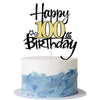 Kaoenla Black Gold Glitter Happy 100th Birthday Cake Topper - Hello 100/Cheers100,Happy fourteen Birthday Anniversary,100 years