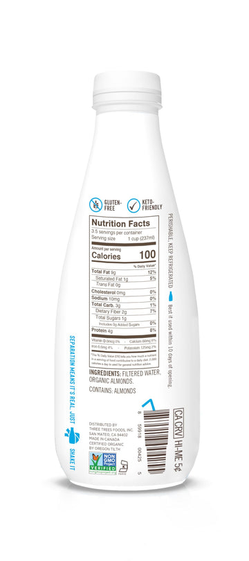 Three Trees Organic Unsweetened Original Almondmilk, 28 Fz