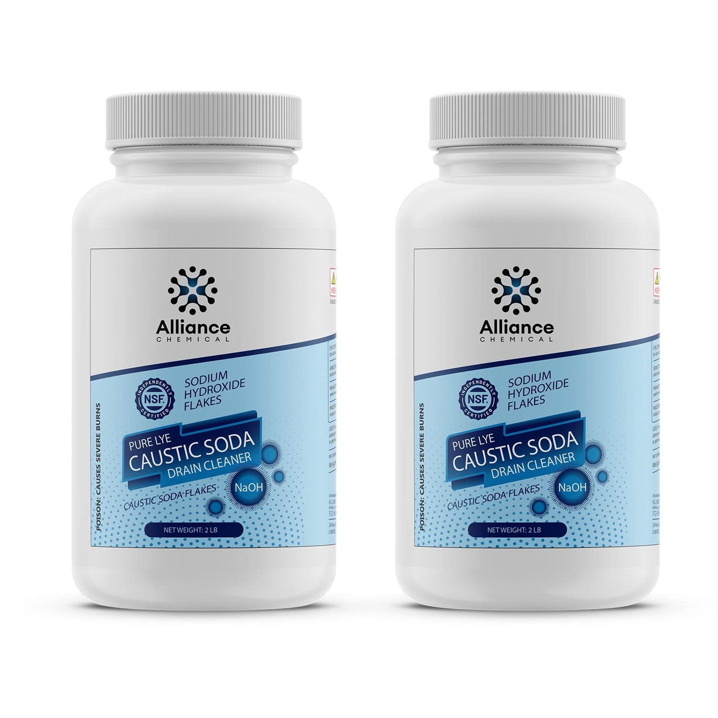 Sodium Hydroxide Flakes - Food Grade (Nsf Certified) - 2 Pack - Total: 4Lbs - (Pure Red Devil Lye/Caustic Soda) - Uses: Soaps, D