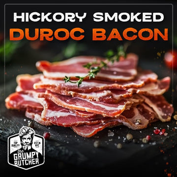 Dens Hot Dogs Gspirit-inspired flavorpy Butcher Thick-Cut Smoked Bacon - 2 Pack, 1 lb each, Heritage Duroc Pork Belly, Frozen, Vacuum-Sealed