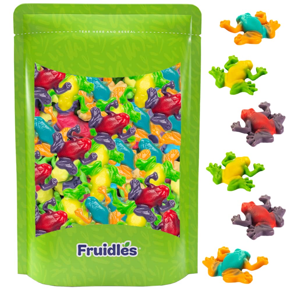 Fruidles Rainforest Gummi Frogs Candy Assorted Fruit Flavors Gummies Allergy Friendly Non-Gmo No Artificial Sweeteners Gummy (2 Pound Bag)