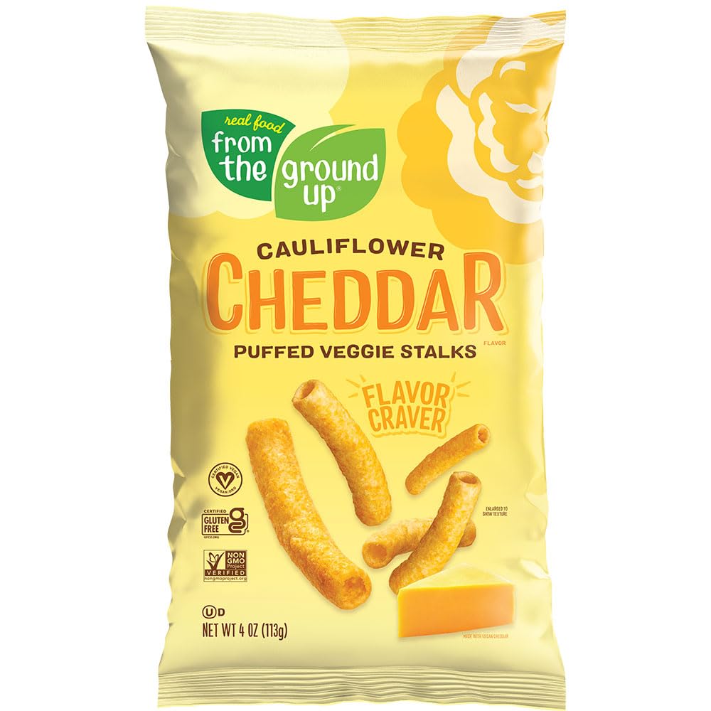 Real Food From The Ground Cauliflower Stalks - 6 Count, 4Oz Bags (Cheddar)