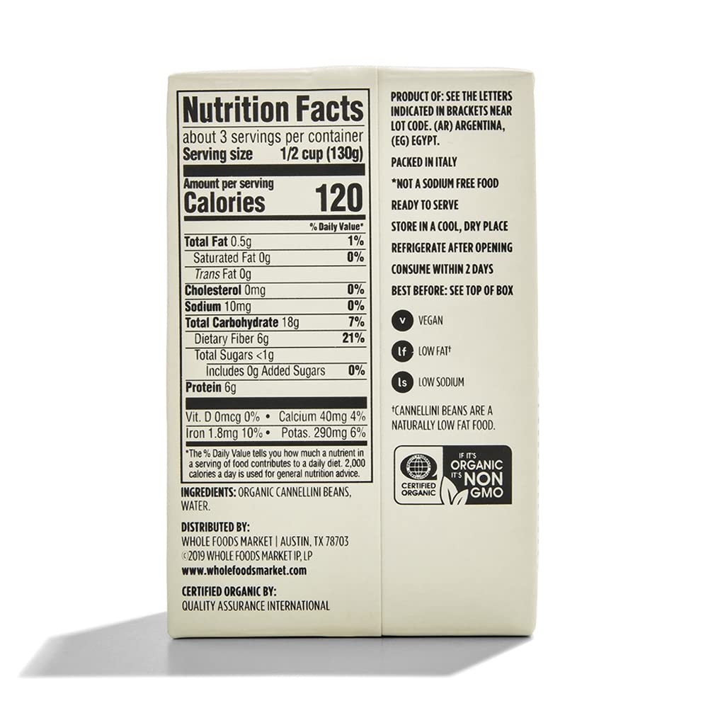 365 by Whole Foods Market, Organic Unsalted Cannellini Beans, 13.4 Ounce