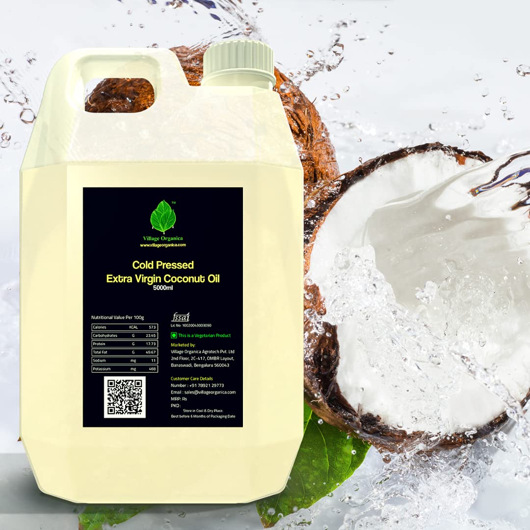 Village-Organica Extra Virgin Cold Pressed Coconut Oil| Virgin Coconut Oil |Pure, Unadulterated & Chemical Free | Ideal For Cook