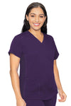Med Couture Touch Womens V-Neck Shirttail Top, Eggplant, Medium
