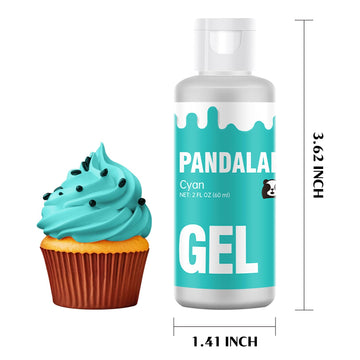 Cyan Gel Food Coloring - Pandalab 2 Ounce High Concentrated Food Dye For Baking, Cake, Cookie, Fondant, Icing, Easter Egg, Macar