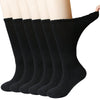 +Md 6 Pairs Non-Binding Men'S Cushioned Moisture Wicking Diabetic Crew Dress Socks 10-13 Black