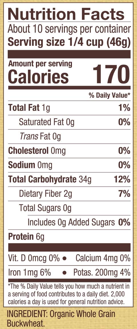 Bob'S Red Mill Organic Gluten Free Buckwheat Groats, 16Oz (Pack Of 4) - Non Gmo, Whole Grain, Vegan, Kosher